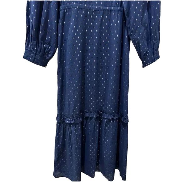 Emerson Fry India Collection Lucy Lake Boho Midi Dress Navy Gold Dots XS - Picture 8 of 13